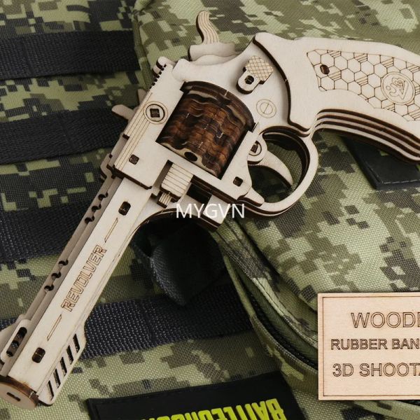 Assemblaggio in legno 3D Modello di pistola giocattolo Coltello che spara elastici Fucile Desert Eagle Pistola Puzzle fai-da-te Giocattolo può sparare Regalo per bambini Adulti Ragazzi