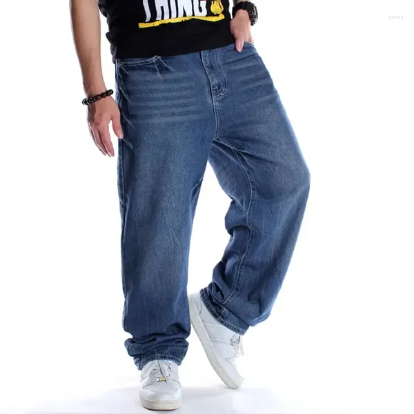 Jeans da uomo blu larghi per uomo gamba larga larghi streetwear pantaloni hip-hop skateboard denim pantaloni maschili taglie forti 30-46