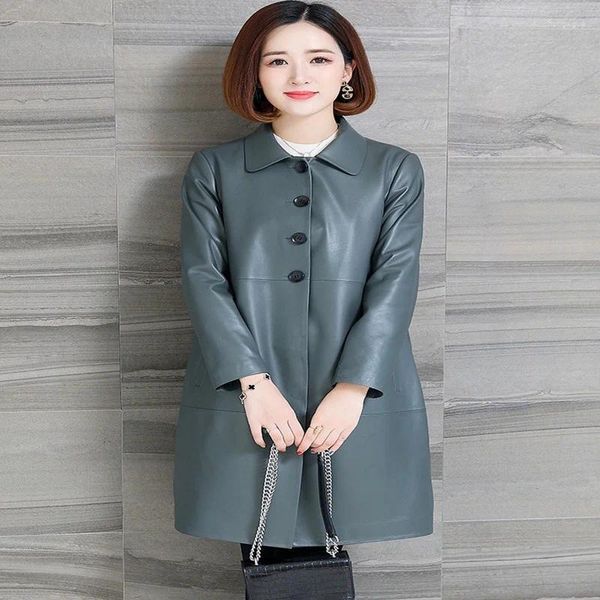 Frauen Leder 2023 Leder Jacke Echten Frühling Herbst Frauen Kleidung Winter Koreanische Vintage Schaffell Jacken Sie