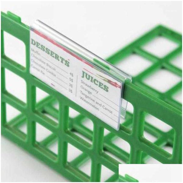 Etichette Etichette All'ingrosso 10 8 6Cmx4 2Cm Plastica trasparente Etichetta in PVC Etichetta Display Porta clip Per supermercato Negozio Scaffale in vetro legno F Dh2Kl