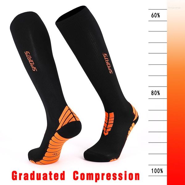 Sports Socks Findcool Compression Athletic Running 20-30mmHg para homens Mulheres Knee de joelho seco rápido High Highking