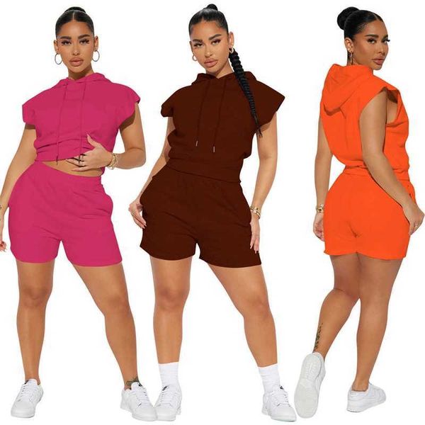 Kadın Tasarımcı Giyim Takipleri Sıradan Eşleştirme Döşe Kapüşonlu Hoodie ve Sweetpants Set İki Parçalı Set Çalışma ve Yoga