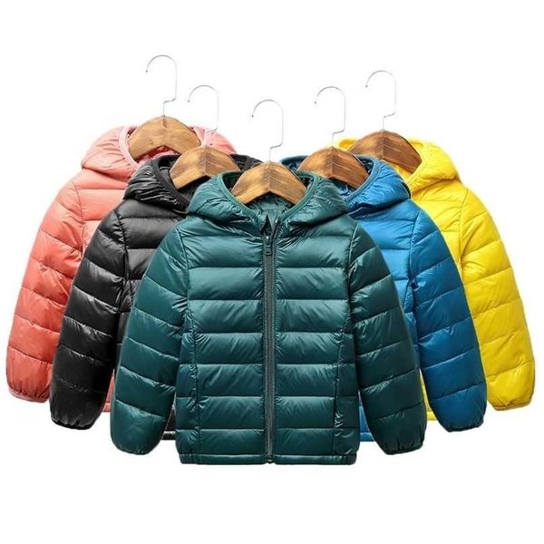 Para baixo casaco crianças jaqueta de inverno tra luz para baixo bebê meninas jaquetas crianças com capuz outerwear meninos snowsuit casaco roupas 2-8 anos 211025 dhobo