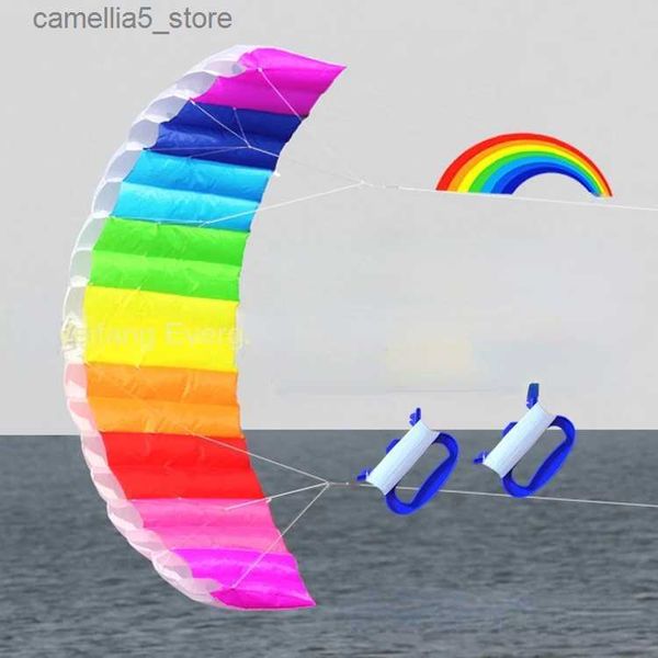 Kite Acessórios New Rainbow pipas voando brinquedos para crianças linha profissional ventos pipas fábrica adultos kitesurf koi Stunt power Kite Q231104