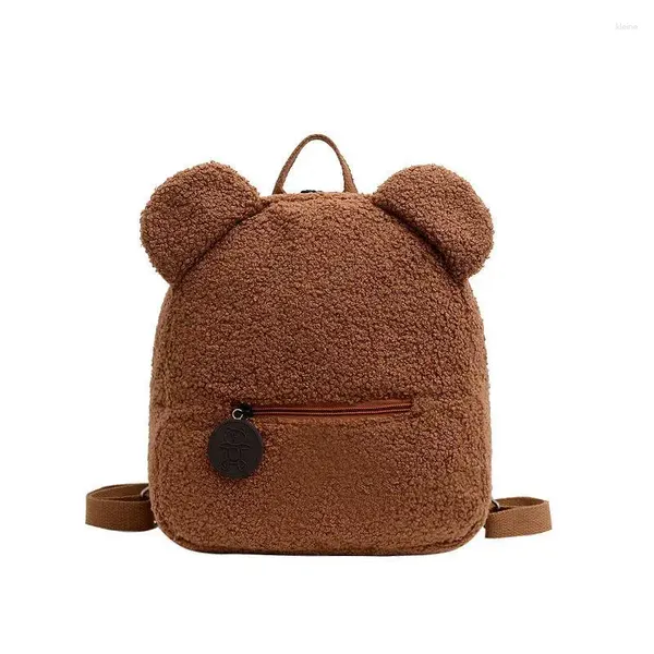 Mochila escolar infantil, mochila pequena para meninos e meninas, urso fofo de pelúcia, desenho animado, mochila escolar