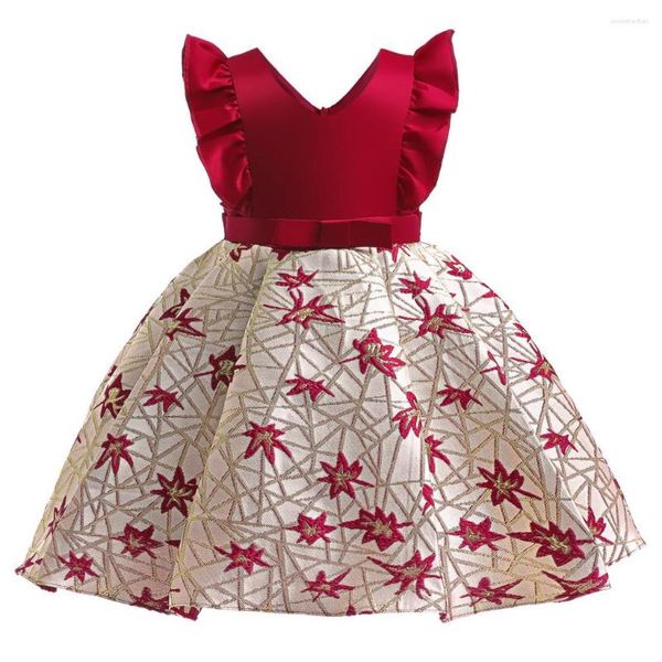 Mädchenkleider Sommerstickerei Sternmuster Kleid Kleinkind Kind ärmellos Ballkleid Prinzessin für Mädchen Geburtstagsfeier