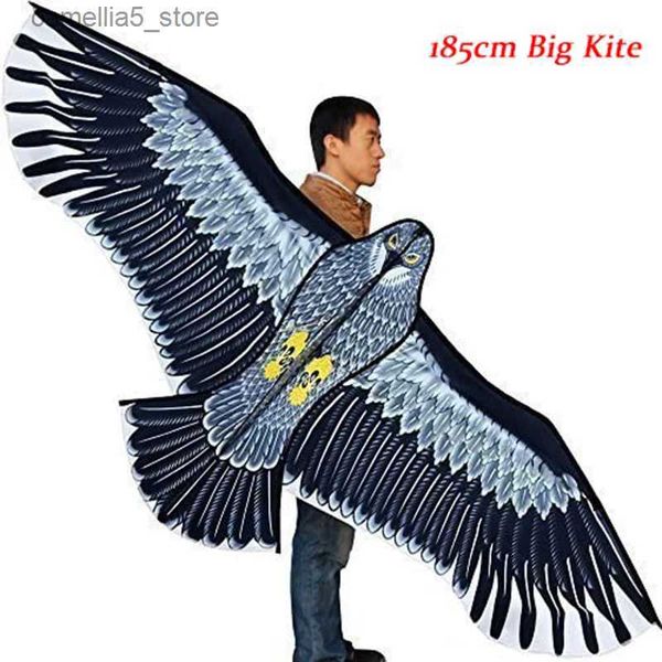 Kite Acessórios Novos Esportes Divertidos Ao Ar Livre Enorme 185cm Eagle Kite Com Alça Linha Novidade Toy Kites Para Adultos / Crianças Grande Bom Voador Q231104