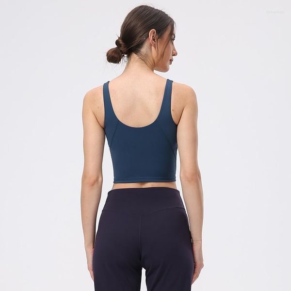 Yoga-Outfit, einfarbig, Damen-BH, Sport-Top, V-Ausschnitt, U-Rücken, feuchtigkeitsableitend, Fitness-Weste, Push-Up-Trainingsunterwäsche mit Brustpolster