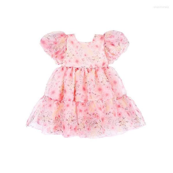 Mädchen Kleider 2023 Sommer Mädchen Kleid Ballkleid Puff Sleeve Süße Prinzessin Floral Kinder Baby Kinder Kleidung Für Mädchen