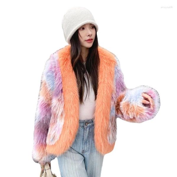 Женское меховое ZXRYXGS темпераментное элегантное разноцветное искусственное пальто женские красивые куртки 2023 осень-зима все модное