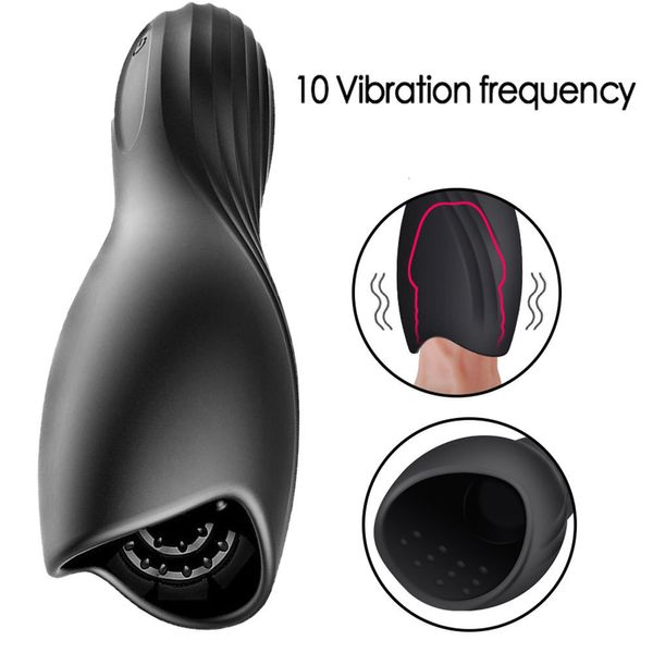 Masturbadores 10 modos Penis Atraso do treinador Vibrador masculpador masculpator automático clímax oral glande estimula brinquedos adultos de massageador para homens 230404