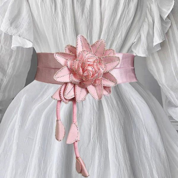 Cintos femininos pista moda flor cummerbunds vestido feminino espartilhos cintura decoração cinto largo r543