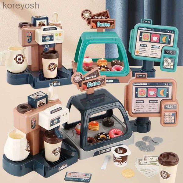 Küchen Spielen Lebensmittel Kinder Elektrische Kaffeemaschine Set Einkaufen Registrierkasse Rollenspielhaus Simulation Lebensmittel Brot Kuchen Spielzeug für Mädchen Jungen KindL231104
