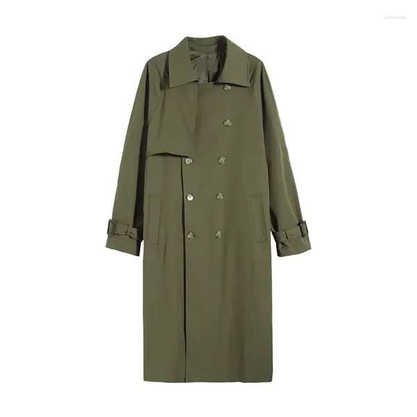 Trench da donna Primavera di media lunghezza Giacca a vento Versione coreana Bello sopra il ginocchio Cappotto verde militare Casual britannico Sciolto Grande moda