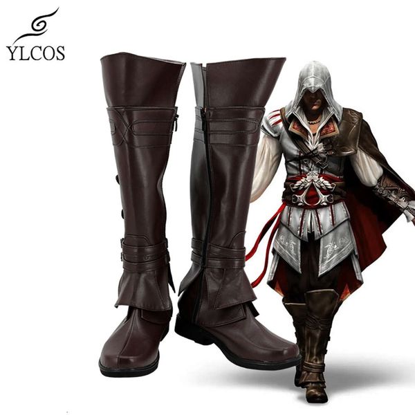 Costumi Catsuit Gioco caldo Assassino Ezio Auditore Stivali cosplay Festa di Halloween Scarpe su misura per unisex