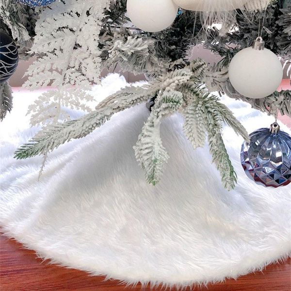 Decorazioni natalizie Gonna per albero bianco puro Peluche Tappeto natalizio in finta pelliccia Ornamento per la casa di buon anno