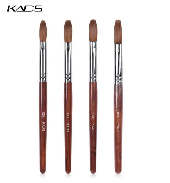 Escovas de unhas Acrílico Art Brush 100 Kolinsky Sable Pen Red Wood Round Flat para Gel Builder Tool3960448