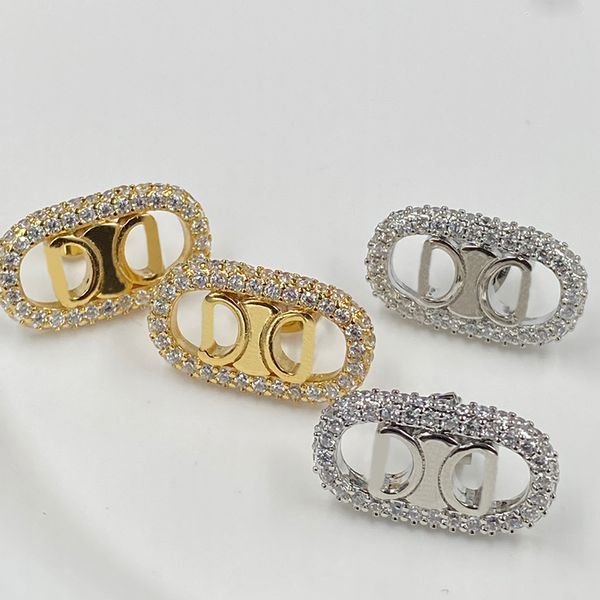 Damen-Diamant-Ohrringe, Designer-Oval-Ohrringe, modische Damen-Ohrstecker, klassische Gold- und Silber-Ohranhänger, Siegestor-Schmuck, Accessoires, Damen-Ohrring