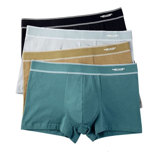 Mutande 4 pezzi biancheria intima da uomo in cotone pantaloncini sexy scarpe da boxe traspiranti da uomo camicia da boxe solida biancheria intima taglia L-6XL biancheria intima da uomo perizoma 230404