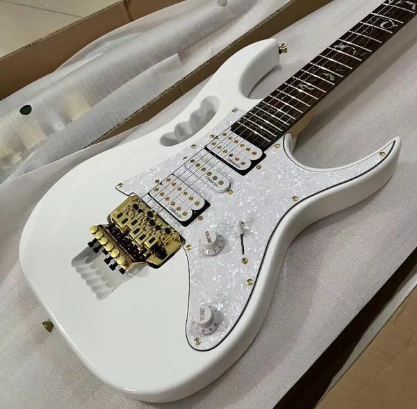 Guitarra elétrica ome 7v, pickguard de pérola branca, hardware dourado, ponte tremolo floyd rose, guitarra de 6 cordas, frete grátis