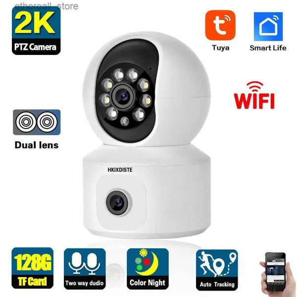Babyphone Tuya 2K Home Baby Monitor Dual Lens Farbe Nachtsicht Wifi PTZ Überwachungskamera Auto Tracking Smart Life IP Überwachungskamera Q231104