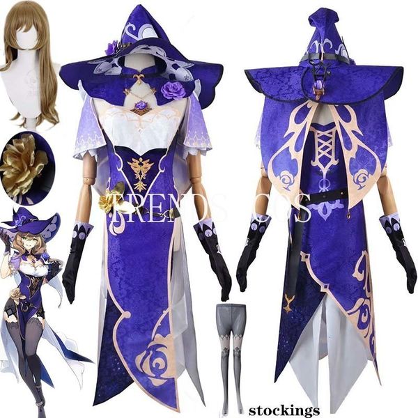 Тематическая костюм Жаккард, ткань игра Genshin Impact Lisa Minci Witch Ролевая одежда, включая платья шляпы, парики 230404