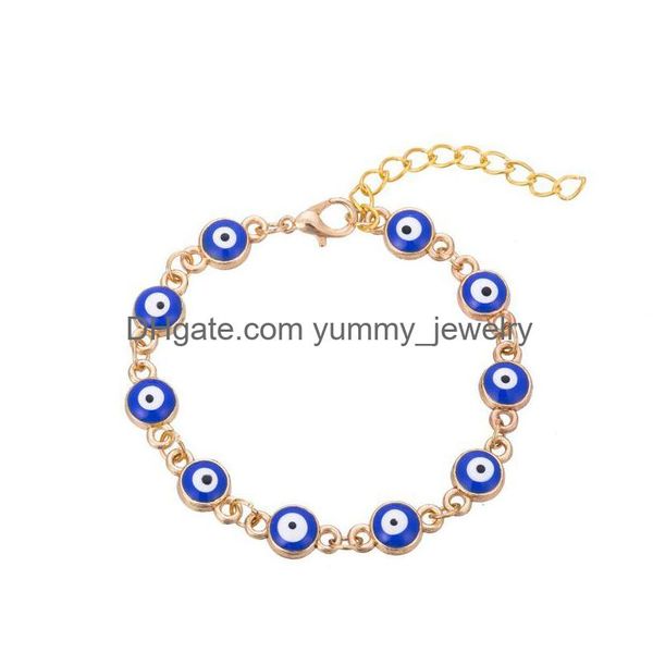 Catena smalto blu malocchio braccialetti con ciondoli per donna uomo catene d'oro turche braccialetto regolabile braccialetto gioielli di moda in Bk Drop Del Dhx85