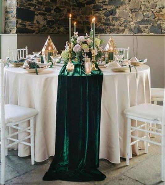 RU114A Decorazione per matrimonio, festa di compleanno, runner da tavolo in velluto verde scuro bordeaux champagne avorio rosa 2208108707097