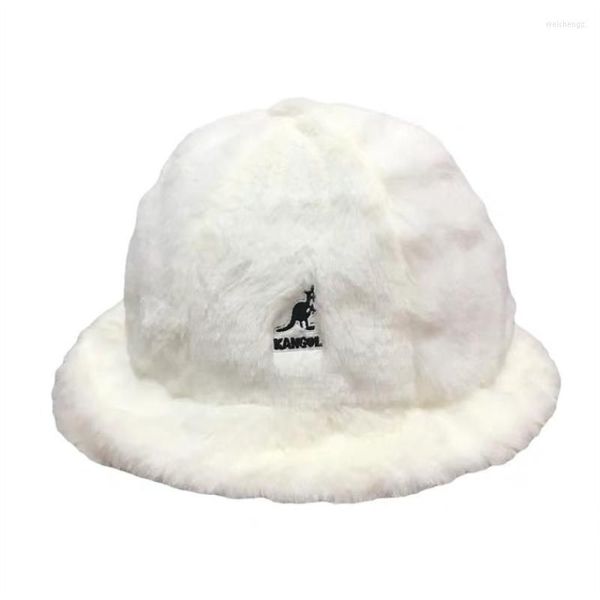 Bogaras Kangaroo Autumn Winter Tide Brand Cashmere Fisherman Hat feminino Face Display Wild Fire Plush Bucket