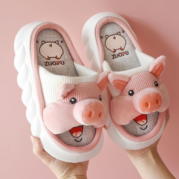 Slippers Cute Pig Home Slippers For Women Animais Plataforma Slippers Sofes Feminino Linda casa Slides Quatro Sapatos Indoor de Estação 230403