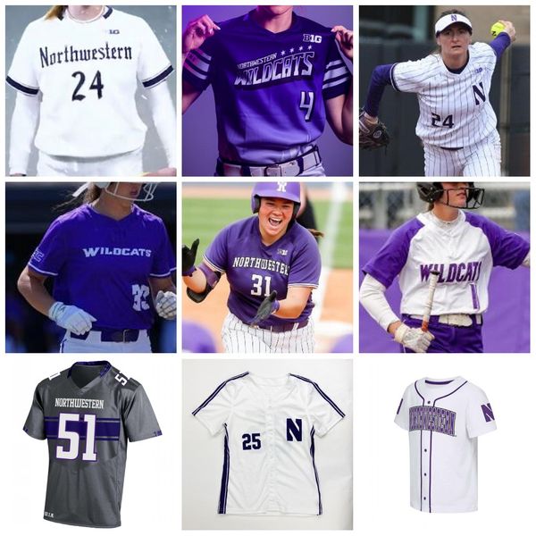 Maglia da baseball dei gatti selvatici NORTHWESTERN 12 Emmie Farnam 9 Angela Zedak 14 Cami Henry 15 Lauren Boyd 16 Hannah Cady 22 Grace Nieto 24 Danielle Williams Sydney Supple