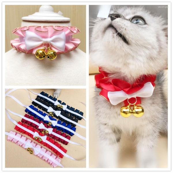 Collari per cani Collare carino Dolce uncinetto Bandana di lana Bowknot Collana per animali domestici Sciarpa per gatti manuale per cani di piccola taglia Accessori per gattini rosa