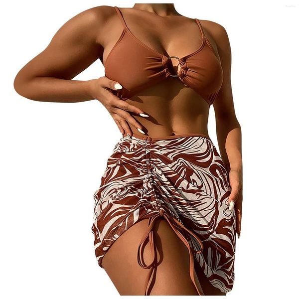 Costumi da bagno da donna Pantaloncini da surf da donna Bikini da donna tinta unita e stampa Nuoto Due costumi da bagno a tre pezzi Per con