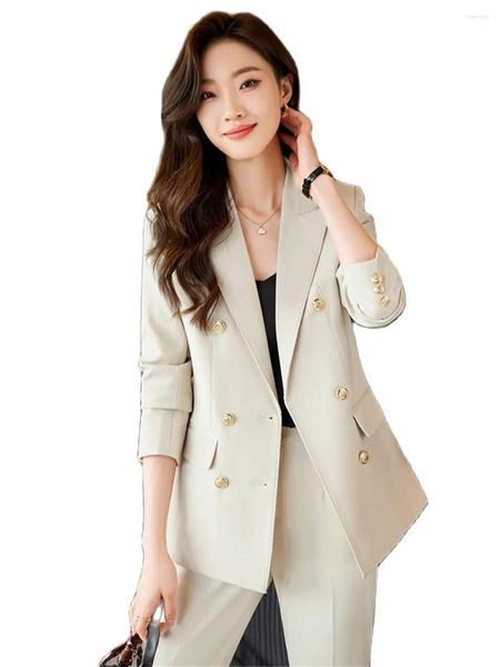 Calças femininas de duas peças 2023 formal pant terno bule escritório senhora negócio blazer jaqueta com calças elegante 2 conjunto roupas femininas