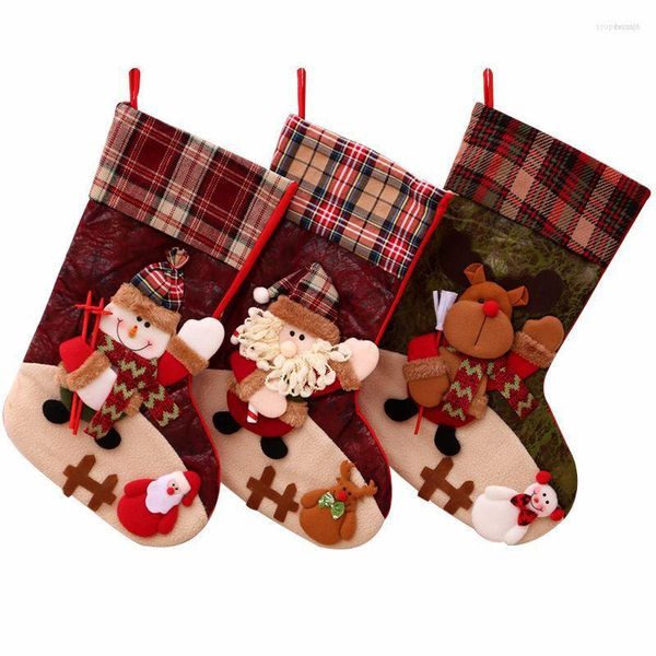 Noel Süslemeleri 1 PCS STOCKING Klasik Çoraplar Aile Tatili Partisi için Noel Baba Snowman Ren Geyiği Xmas