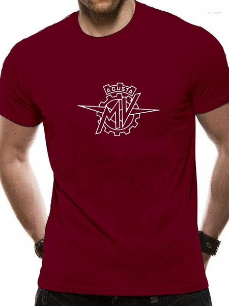 Camisetas masculinas 2023 Camiseta de algodão de algodão da moda de lazer MV Agusta Brutale Motor Logo Gola