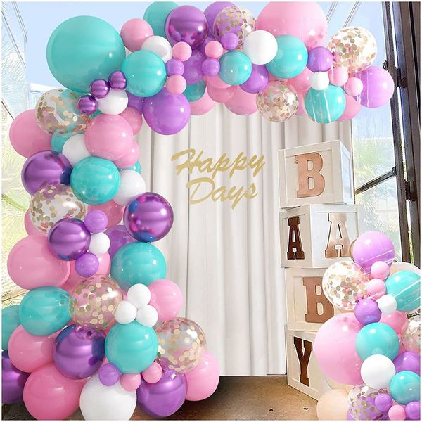 Outros suprimentos de festa de evento 130pcs roxo azul rosa arqueiro balão balons anniversaire wedding menina chá de bebê decoração de aniversário mariage 230404