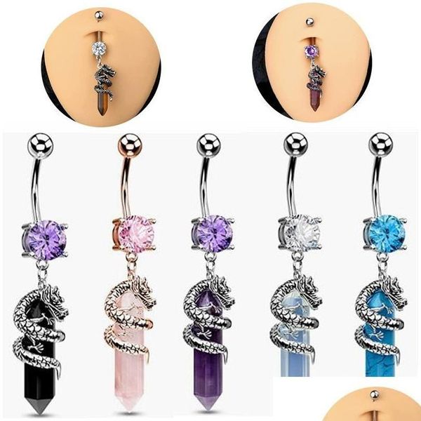 Umbigo sino botão anéis corpo piercing ornamento personalidade torneira enrolamento conjunto de unhas pedra anel entrega gota jóias dhagw dhve4