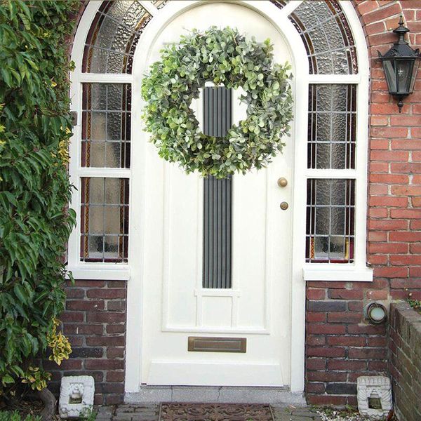 Fiori decorativi ghirlande anteriori porta artificiale primavera estate verde appesa ghirlanda per la decorazione della finestra del muro di matrimonio (da 17 '' guscio G