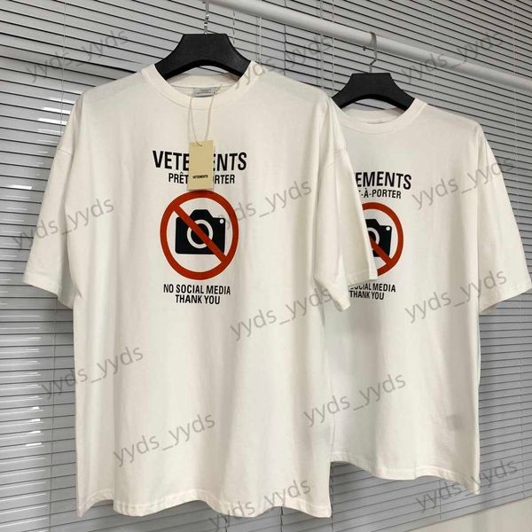 Herren T-Shirts 21SS Europa Frankreich Vetements Shop No Social Media Antisoziale Stickerei T-Shirt Mode Herren T-Shirts Damen Kleidung Lässiges Baumwoll-T-Shirt T230404