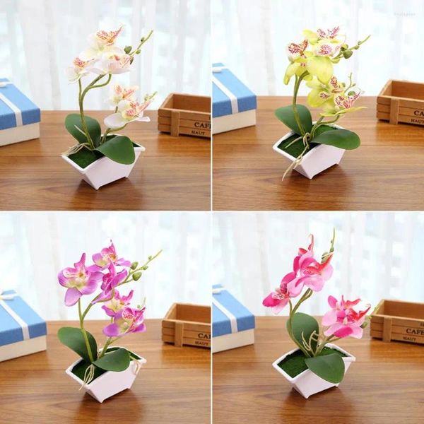 Flores decorativas simulação criativa pano de flor falso borboleta orquídea artificial vaso decoração para casa