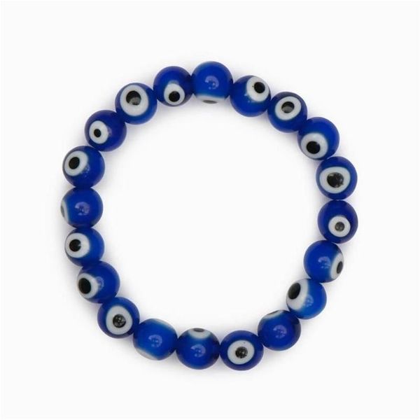 Charme Pulseiras 20 Pçs / Lote Vidro Azul Evil Eye Frisado Pulseira Mulheres Homens Elastic Thread Stretch Grego Jóias Drop Delivery Jóias Bra Dhq6p