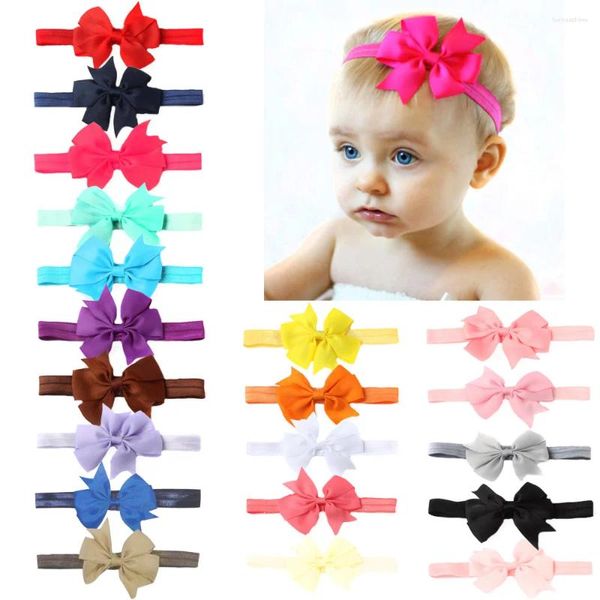 Acessórios de cabelo vender 1 pc bebê bandana cor pura fita em forma de v cauda de andorinha hairband meninas arco headbands atacado 20 cores