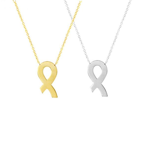 Collane con ciondolo Nastro per la consapevolezza del cancro al seno Collana per l'AIDS Ciondolo in acciaio inossidabile Ciondoli per sciarpe calde di beneficenza in oro rosa d'oro