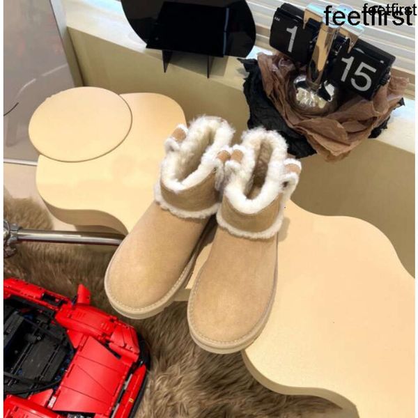 Marca designer mulher luxo ao ar livre inverno manter botas quentes australianas de sola grossa Ug lona lã tornozelo bota clássicos homem snowfield sapatos antiderrapantes Botas
