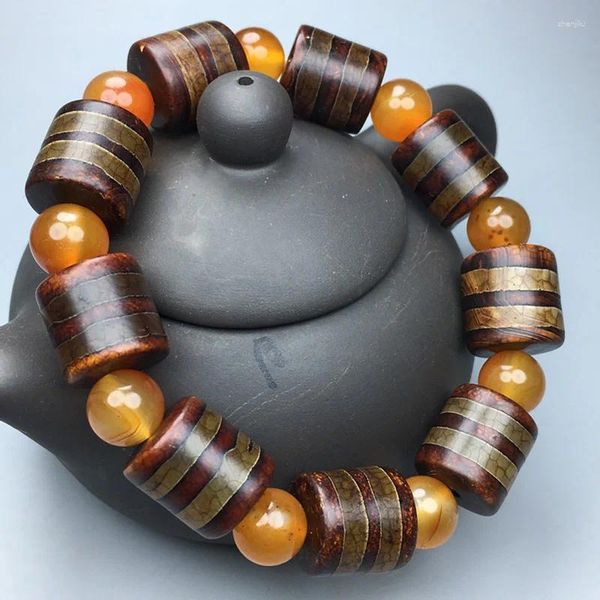 Asta di braccialetti da uno Yuan per perline celesti tibetane naturali rari braccialetti a secchiello da uomo in giada