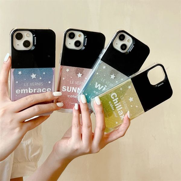 Caso de telefone bonito colorido espumante estrela transparente para iphone 12 13 14 pro max 11 moda silicone capa kawaii à prova de choque funda 231104