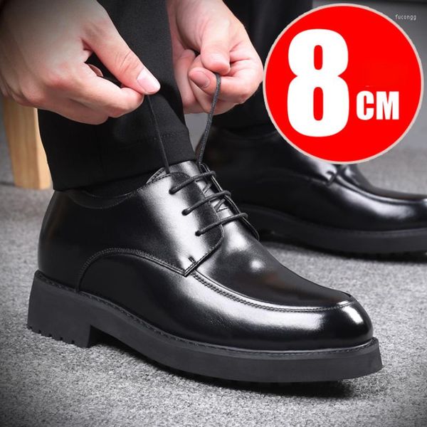 Vestido sapatos de vestido elevador masculino cheiro negro Men Black Antecedor Empresas internas que aumentam 8 cm de respiração diária masculino masculino