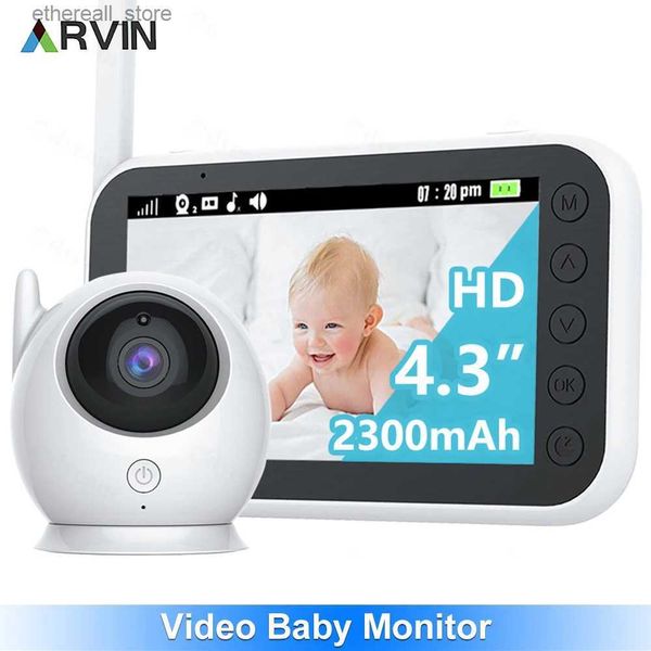 Monitores para bebês Monitor de vídeo para bebês de 4,3 polegadas com bateria de longa duração de 2300mAh, câmera sem fio e intercomunicador de áudio com visão noturna automática para crianças babá Q231104