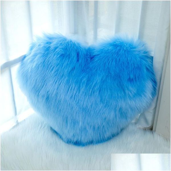 Cuscino/Cuscino Decorativo Love Mticolor Peluche A Forma Di Cuore Blu In Simil Lana Moderno E Minimalista Per Divano E Comodo Cuscino Taglia 3 Dhpnl